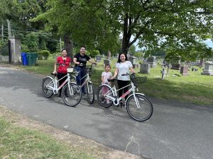 family on bikes